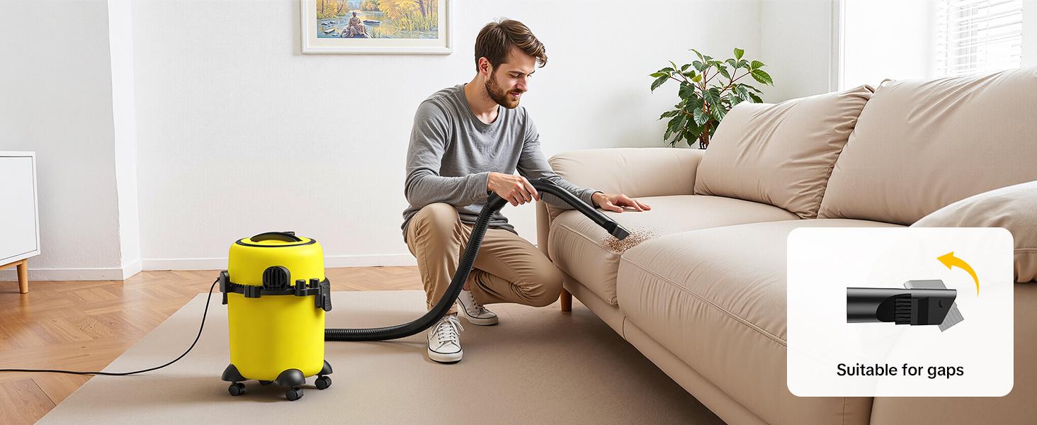 1200W Wet/Dry Portable Vacuum Cleaner 160AW Powerful Suction 16-10kPa Pressure Range 5L Large Capacity for Garages Yards & Renovated Homes Deep Cleaning Machine
