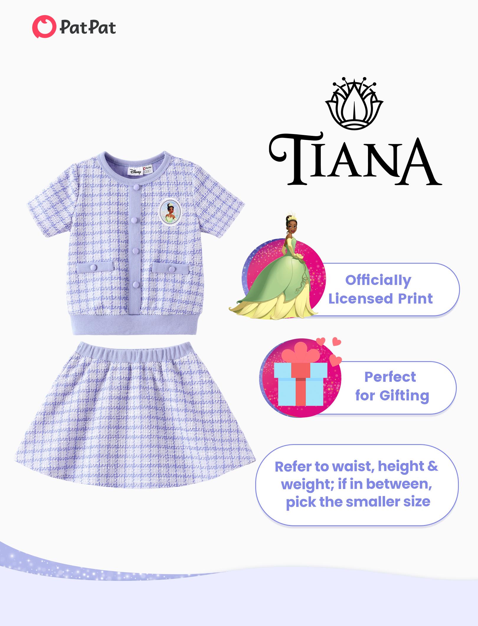 PatPat Disney Princess Ariel Little Mermaid Toddler Girls 2-Piece Pearl Button Knit Top & Tweed Skirt Set for Ages 2-9 Years Cute Minnie SpringGlowUp RefreshedLook