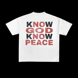 [100% Cotton] Know God, Know Peace, No God, No Peace Graphic T-Shirt – Faith-Based Inspirational Quote Tee, Religious Casual Wear Graphic  Tees  Women Crewneck Cotton T-Shirt For Men And Women