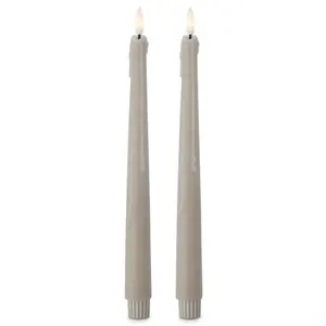 11.5" taupe led drop taper candle w/ timers