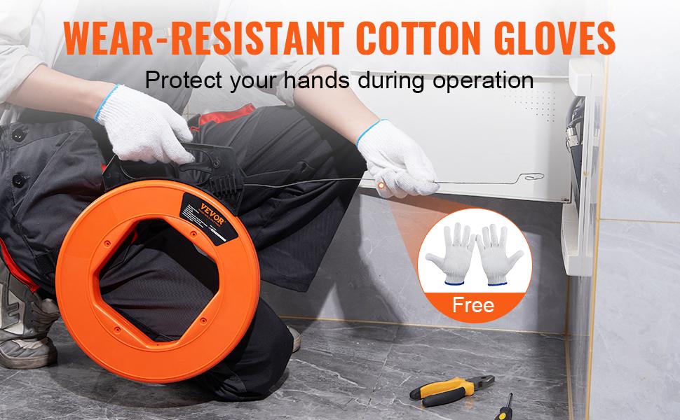 VEVOR Steel Wire Puller, 240ft, 1/8in with Enhanced Housing & Handle for Wall & Electrical Conduit Wiring