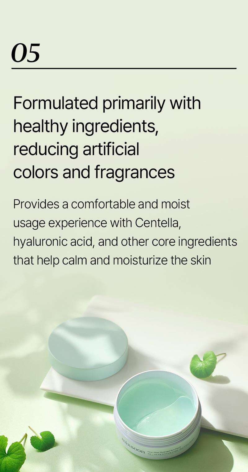 [mixsoon Official Shop] Cica-Hyal Hydrogel Eye Patch 30 pairs (60ea) - Skin Calming & Moisture Replenishment Eye Patch, Korean Skincare for Glass Skin
