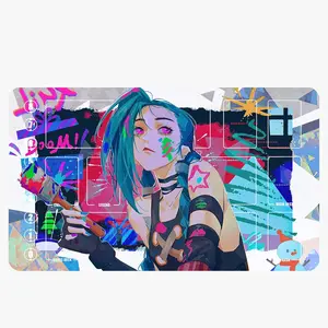 JinX Riftbound Card Zones, Neoprene Game Mat, Paper & Crayon Texture, TCG Gag Gift, Extended