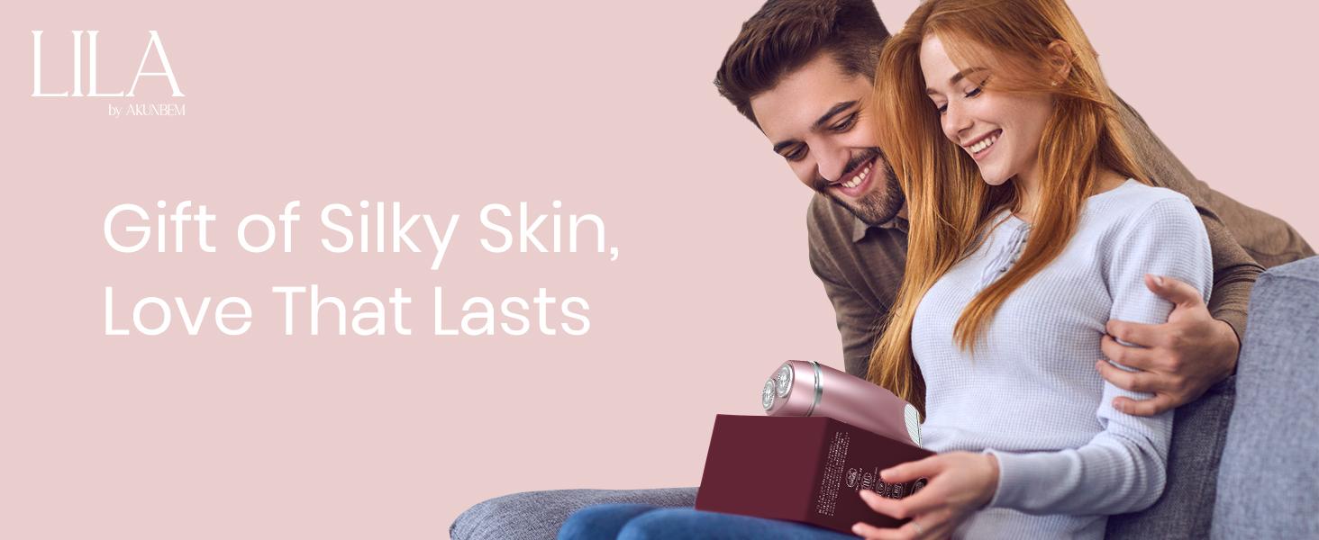 LILA by Akunbem 2 in 1 Women's Electric Shaver Dual Head Bikini Trimmer IPX7 Waterproof Wet Dry Use Body Hair Trimmer Facial Hair Remover for Bikini Underarm Leg Arm Body Face