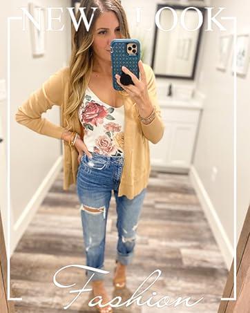 Imily Bela Womens Cardigan Sweater Long Sleeve Open Front Knit Cardigan Sweater with Pockets