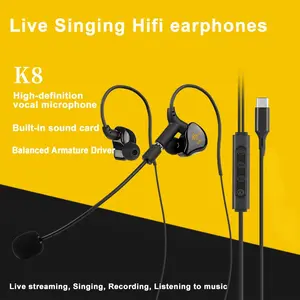 HuaYi K8 All-in-One Karaoke & Gaming Microphone Headset with Voice Changer Function – Must-Have Professional Kit for Singing, Live Streaming & Content Creators, Fully Compatible with iPhone and Android Smartphones