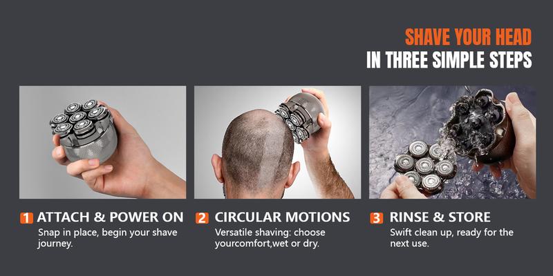 Latest Model 7D Bald Head Shaver, Electric Shaver for Menmagnetic head, IPX7 Waterproof Wet & Dry Shaving, Safe Head Shaver, LED Display, Type-C Charging, Perfect Gift for Dad Him Men smooth shave cordless rechargeable bald head razor Flawless