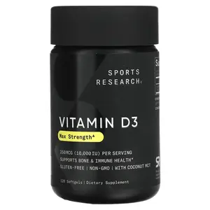 Sports Research Vitamin D3, Max Strength, 250 mcg (10,000 IU), 120 Softgels
