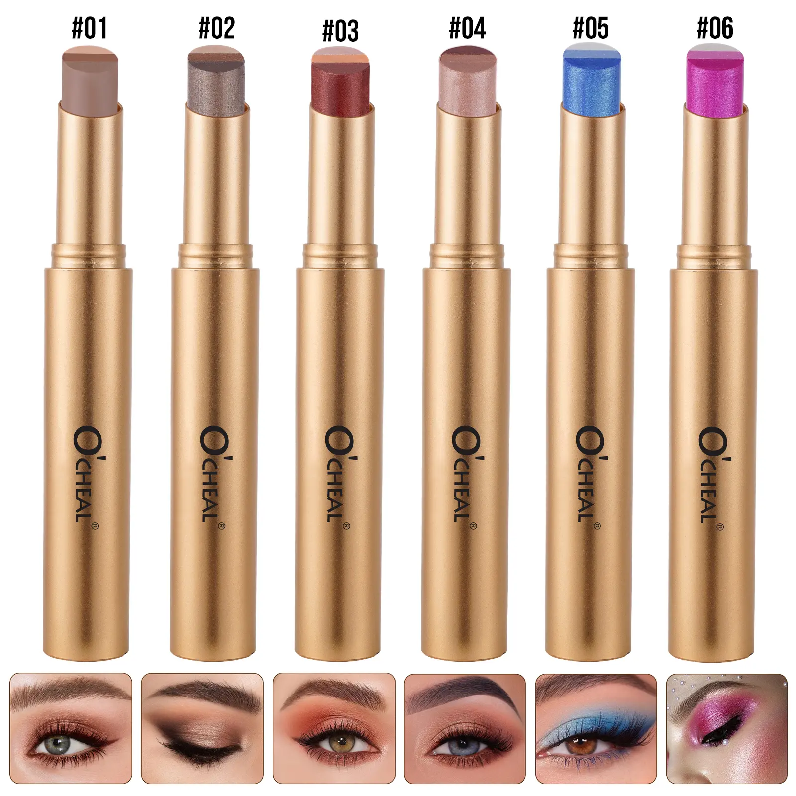 【6Pcs】3-in-1 easy-to-use glitter eyeshadow stick perfect for beginners, stays put in seconds, one swipe is all you need, creamy texture with sparkling three-color Eve makeup stick Cosmetic,back to school