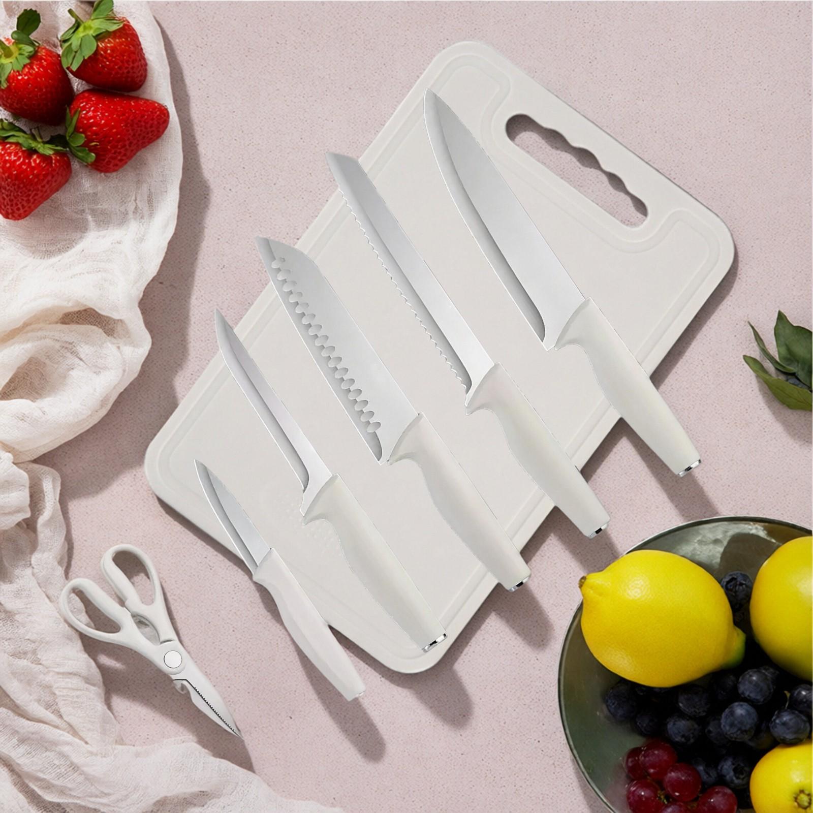 15-Piece Kitchen Knife Set with Solid Wood & Plastic Knife Block: Chef's Knife, Japanese-Style Knife, Meat/Vegetable Knife, Chicken Bone Knife, German-Style Steak Knife – All Included. Wooden Sturdy Chopping Utensils Storage Cutting