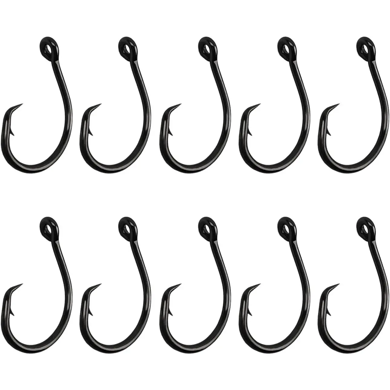 10 count High-Carbon Steel Circle Hooks Eagle Claw Fishing Hooks, Freshwater and Saltwater Fishing Hooks for Tuna, Catfish, Bass