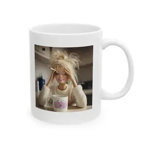 Funny Doll Face Mug Gift For Woman, Unhinged Meme Mug, Disgusted Doll Meme Coffee Cup, Sarcastic Reaction Gift, Weird Humor Tea Cup,Sarcastic Reaction Gag Gift for Coworkers, Weird Humor Messy Hair Doll Ceramic Tea Mug