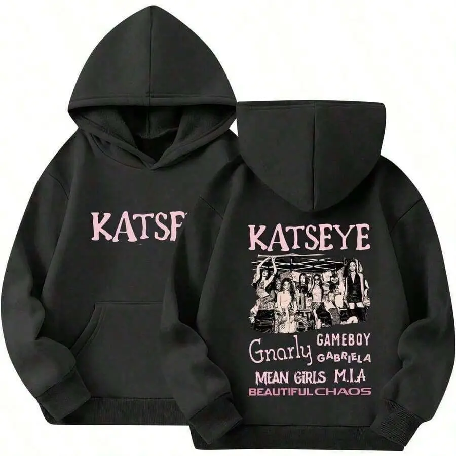 KATSEYE Music Album Graphic Hoodie K-Pop Fan Apparel Unisex Long Sleeve Hooded Sweatshirt Casual Streetwear Pullover,clothes for back to school,first day of school outfits