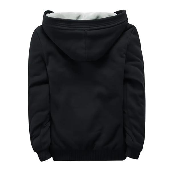 Men's Comfortable Sherpa-Lined Hooded Jacket - Warm Thick Zip-Up Winter Coat with Ribbed Cuffs, Perfect for Casual Fall and Winter Wear, Cold Weather Apparel with Ribbed Cuff Design - Cozy Winter Jacket