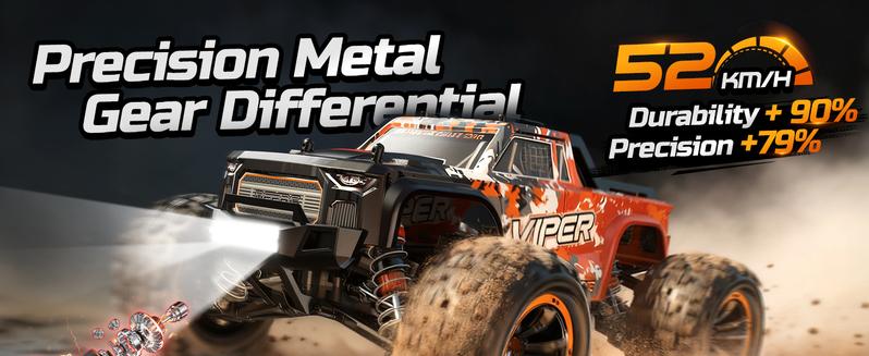 DEERC H16R Brushless Fast RC Car 1:16 52KM/H High Speed 4X4 All Terrain Monster Truck Off-Road Electric Vehicle 2 Li-ion Batteries Remote Control Hobby Gift