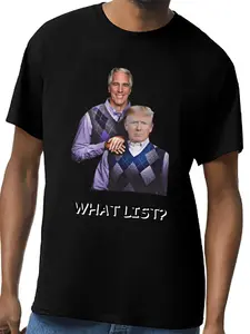 Women's "What List?" Satirical Cotton Short-Sleeve T-Shirt, Streetwear Knitwear with Argyle Duo Design, High-Contrast Graphics, Ironic Political Humor for Edgy Pop Culture (Matching Style Option)