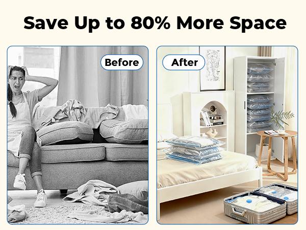 ETENWOLF 4 Pack Vacuum Storage Bags with Rechargeable Wireless Pump for Clothes Travel Space Saver Bags in Jumbo Large Medium Small Sizes Perfect for Luggage and Suitcases