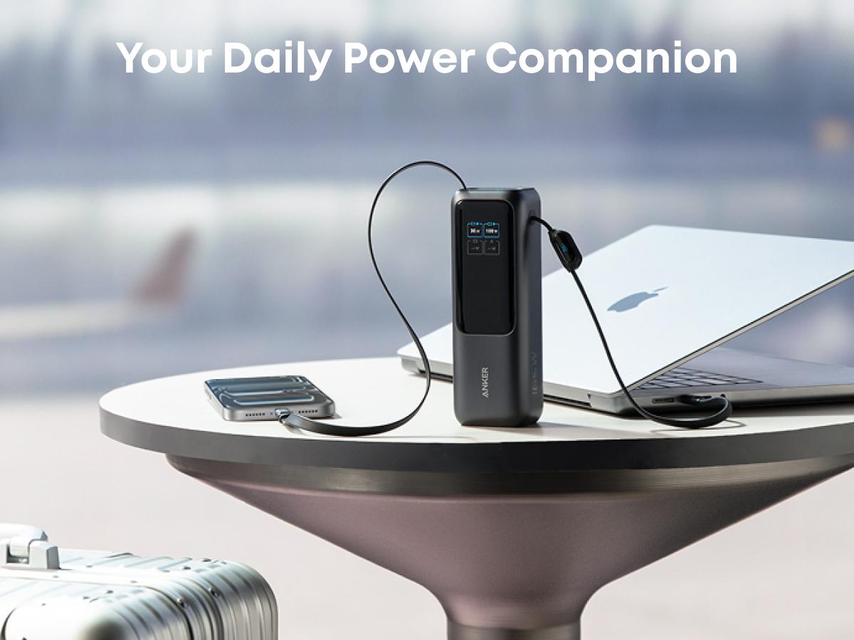 [Limited Offer]Anker 25,000mAh 165W Laptop Power Bank with Built-In and Retractable Cables for Travel and Work, Fast Charging for 4 Devices