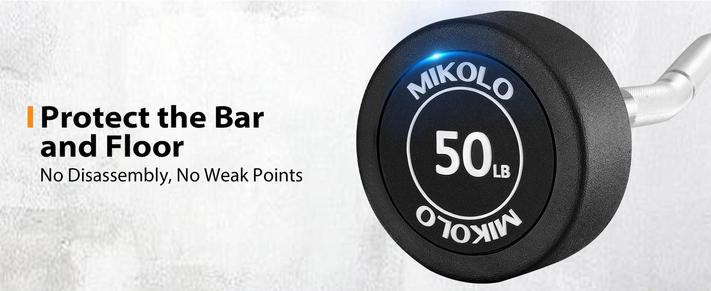 MIKOLO Pre-Loaded EZ Curl Bar - PVC Fixed Barbell Set for Strength Training & Weightlifting