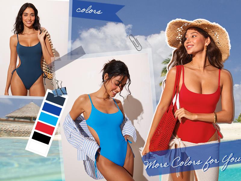 DOBREVA Women's One Piece Swimsuit Strappy Backless Bathing Suit Cut Out Lined Scoop Neck Adjustable Straps Swimwear