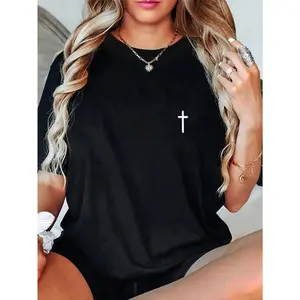 100% Cotton Small Cross Subtle Christian Minimalist Religious Faith T-Shirt