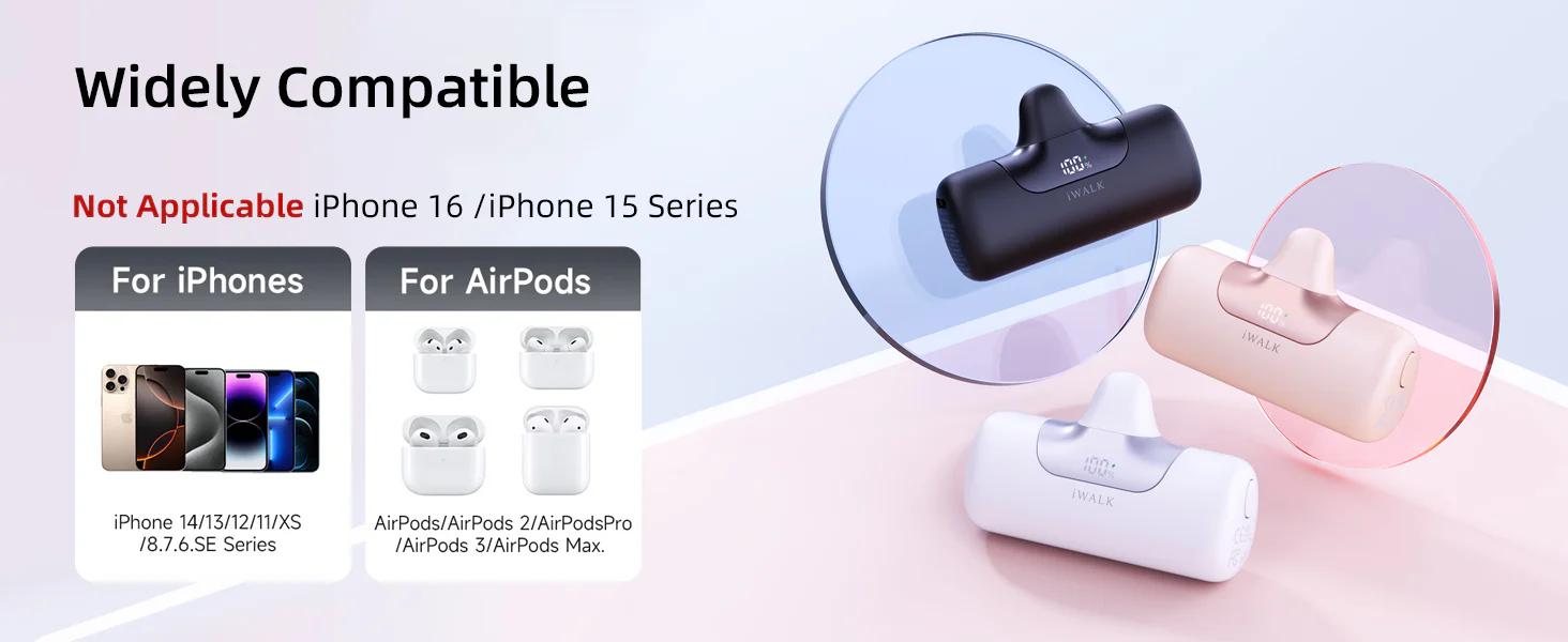 iWALK LinkPod 5 5500mAh 22.5W Lightning Port Portable Charger for iPhone 14/13/12/11/x/8/7 with 20W PD Fast Charging LED Display