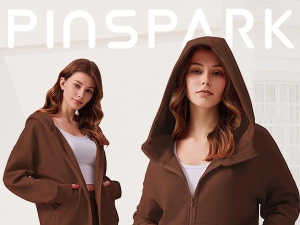 PINSPARK 2 Piece Sets for Women Fleece Sweatsuits Zip Up Hoodie Sweatshirts Drawstring Jogger Sweatpants With Pockets 2024 sportswear