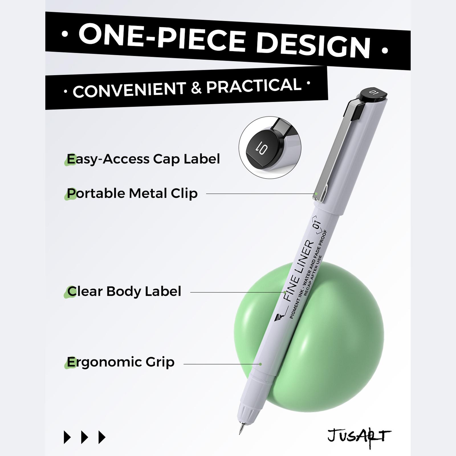 [JusArt] Fineliner Pens, 12/8/6 Pcs, 0.25mm Ultra Fine Point Pens, No Bleed, Waterproof Black Pigment Ink Pens for Artists Beginners, Illustration, Writing, Journaling, Crafters, Technical Drawing pens