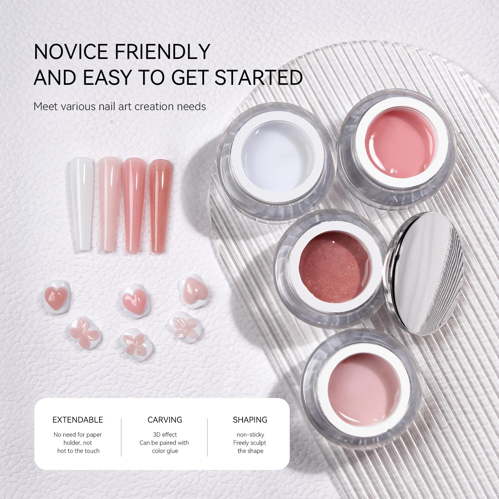 TRICOLOR FISH Clear 3D Sculpting Gel for Nail Art, 15g Solid Nail Gel Non-Sticky Hard Builder Gel for Carving, Molding and Building