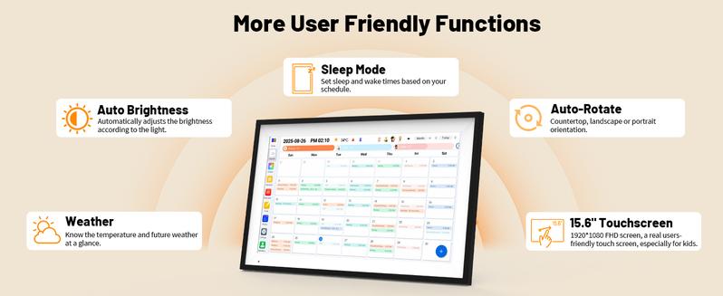 2026 Smart Family Calendar — 10.1"/15.6" HD Touchscreen, WiFi Sync, 64GB Storage, Auto Rotation, Family Schedules & Chores, Smart Reminders, Perfect Gift for Parents & Busy Households, AiMOR App Sync!