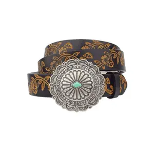 Western Concho Buckle with Hand Painted Belt