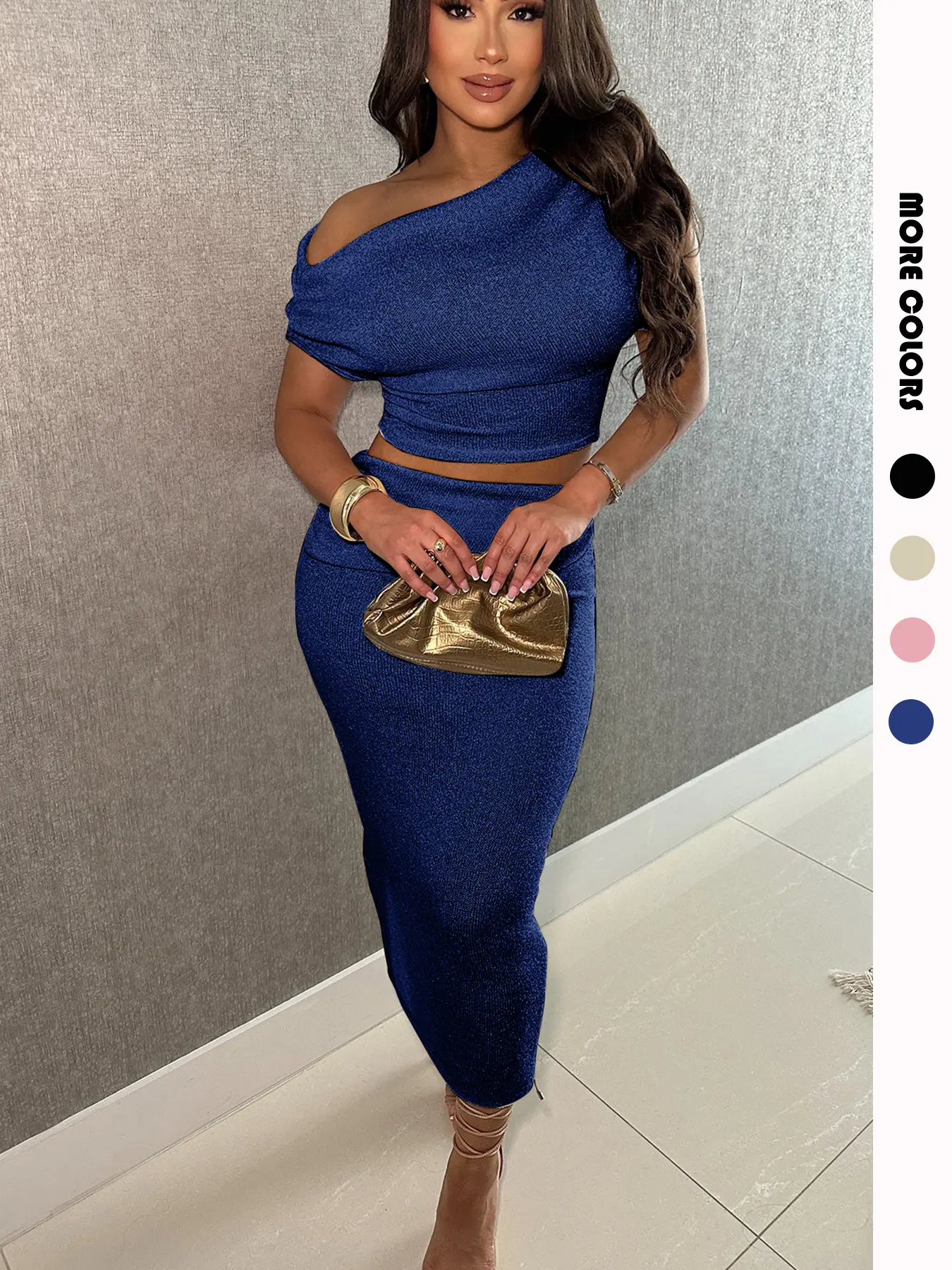 YBoutique Women's Summer Loose Fit 2 Piece Set | Cropped Top & Midi Skirt for Casual & Vacation