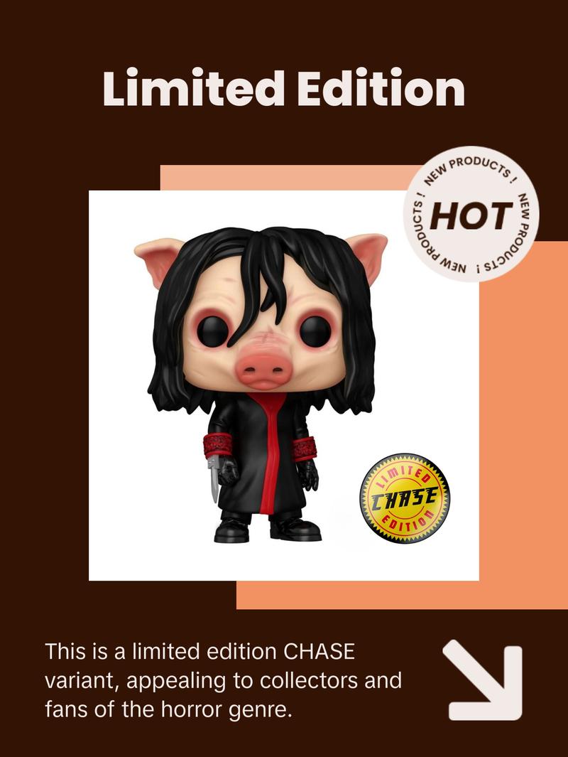 Funko Pop! Saw Jigsaw CHASE Vinyl Figure #1820 Pig Mask Horror Disturbing Dark Robe Dangling Hair Realistic Snout