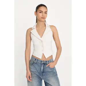 LUXE SUITING HALTER VEST | SOFT SHELL