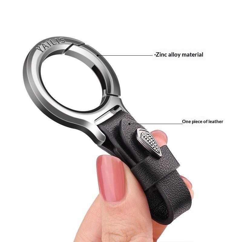 Upgraded Zinc Alloy Keychain with Leather Strap, Stylish EDC Key chain Holder for Car Keys, House Keys, Everyday Carry, Gift for Men and Women