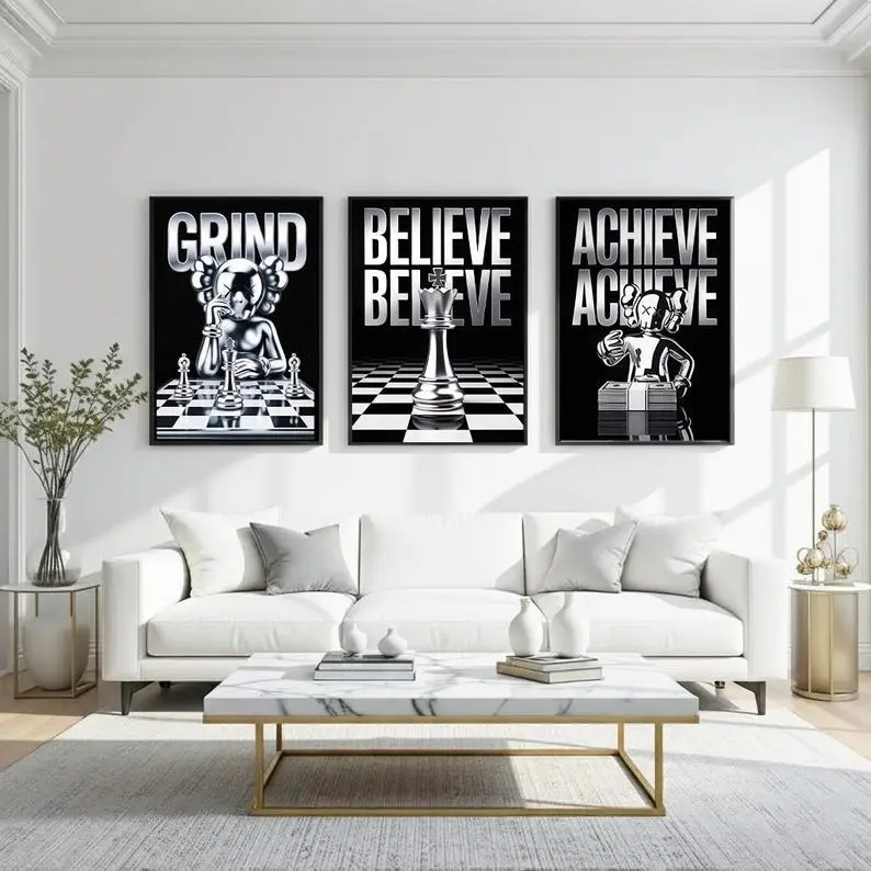 Graffiti Chess Prints, Hypebeast Toys, Cool Wall Art Set Unframed
