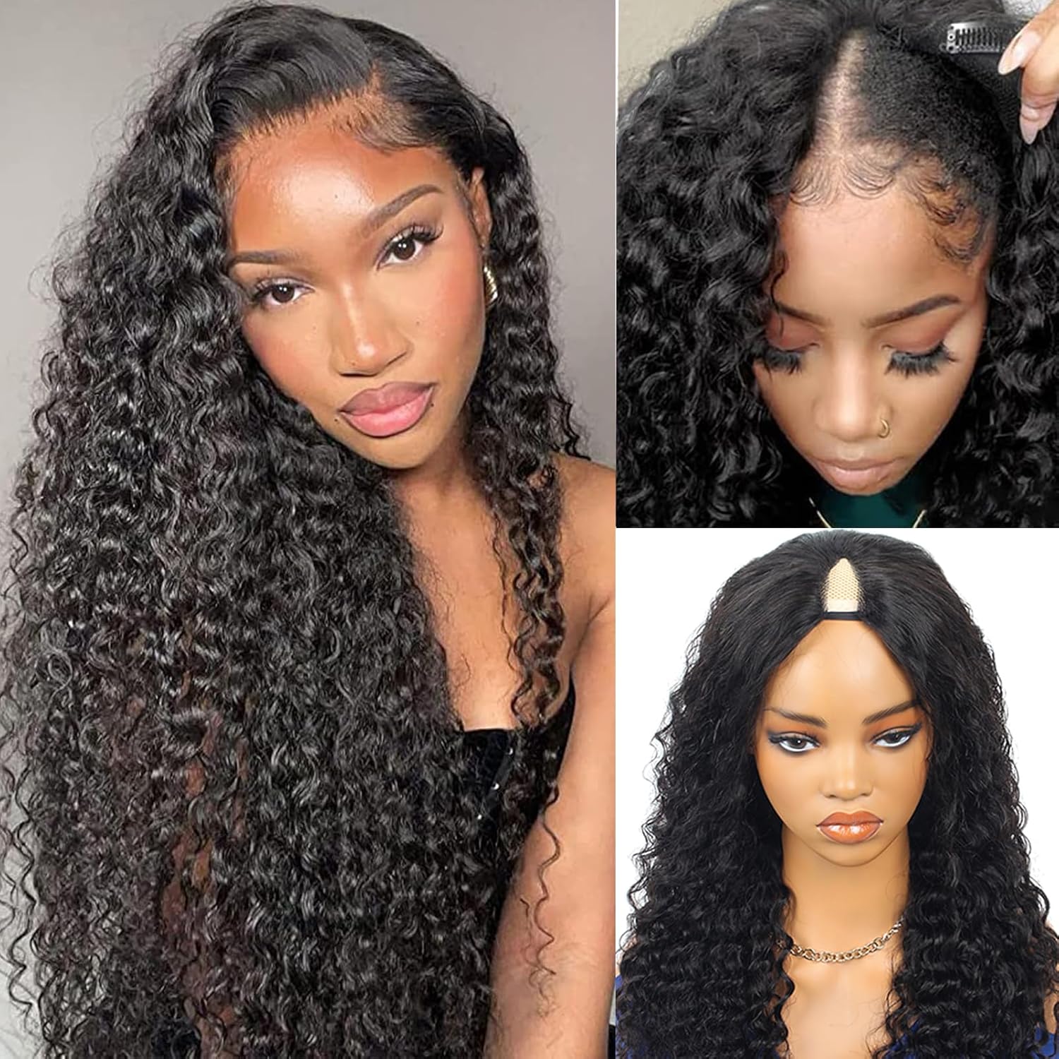 V Part Wig Human Hair Body Wave 180% Density Glueless Upgrade U Part Wig with Drawstring Natural Black No Leave Out No Sew In V Shape Clip In Half Wig for Women Beginner Friendly #DealsForYouDays