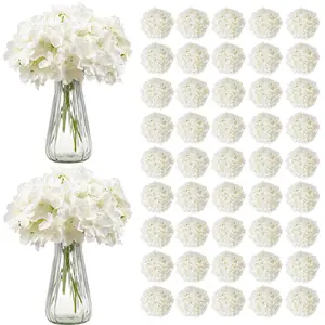 105 Pcs Lifelike White Silk Hydrangea Artificial Flowers - Ideal for DIY Wedding Bouquets, Home Decor & Party Table Arrangements