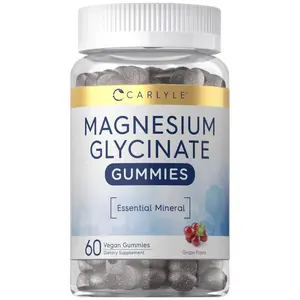 Carlyle Magnesium Glycinate Gummies | 60 Count | Grape Flavor | Vegan, Non-GMO, Gluten Free Supplement