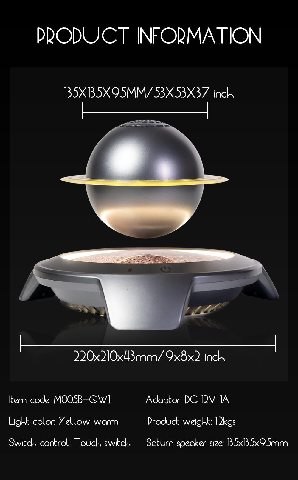 Saturn Levitating Bluetooth Speaker – Magnetic Floating Planet Speaker with 360° Rotation, Dual-Frequency Hi-Fi Sound, Wired Power & Bluetooth 5.0 Audio Saturn Levitating Bluetooth Speaker – Magnetic Floating Planet Speaker with 360° Rotation, Dual-Frequency Hi-Fi Sound, Wired Power & Bluetooth 5.0 Audio