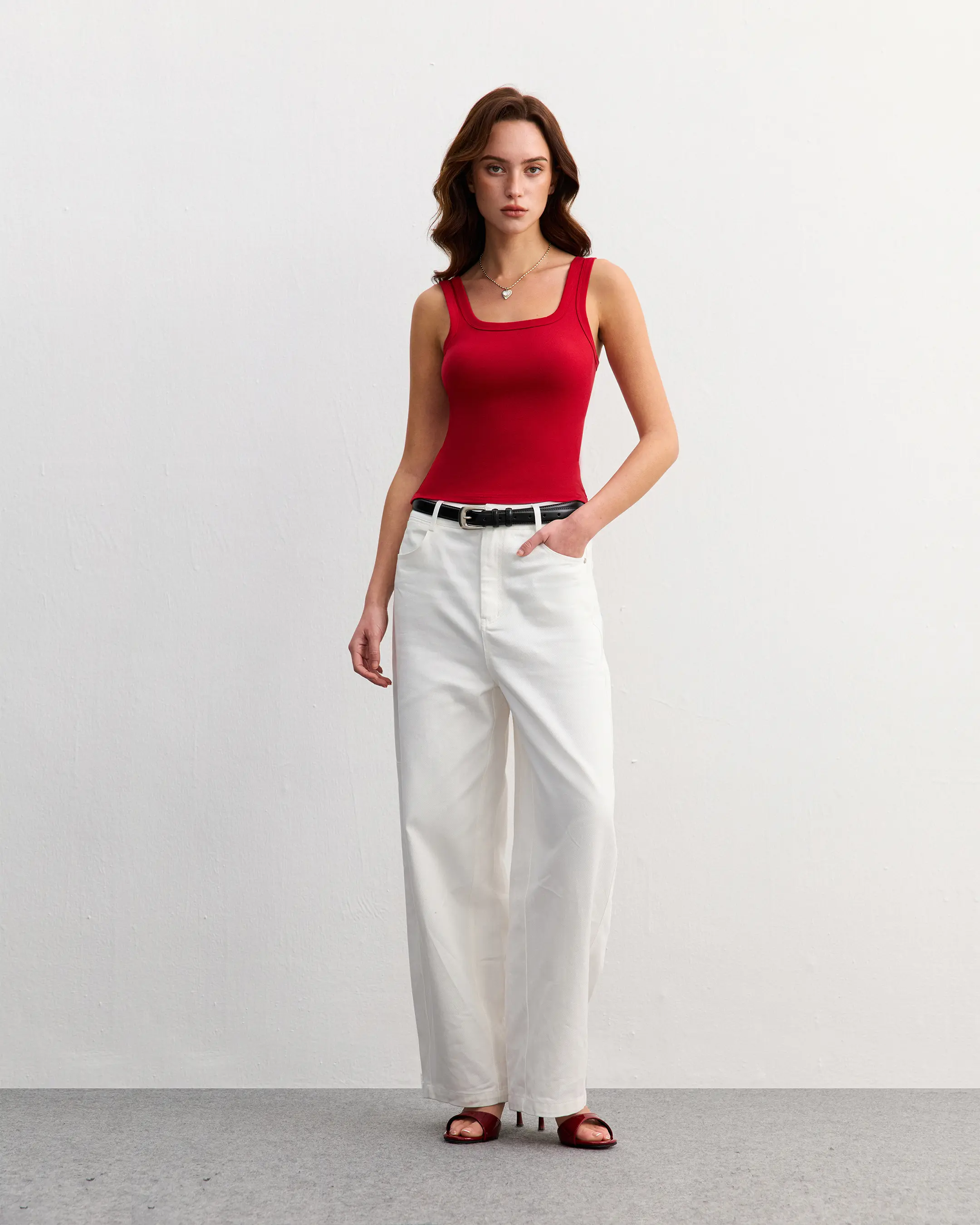 Dazzwear The Eos Collection Merino Wool Blend Square neck Tank Top