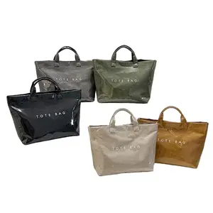 Vintage Letter Print Tote Bags Waterproof Durable Large Capacity Carryall for Commuting Work Everyday Shopping Eco Friendly Kraft Paper