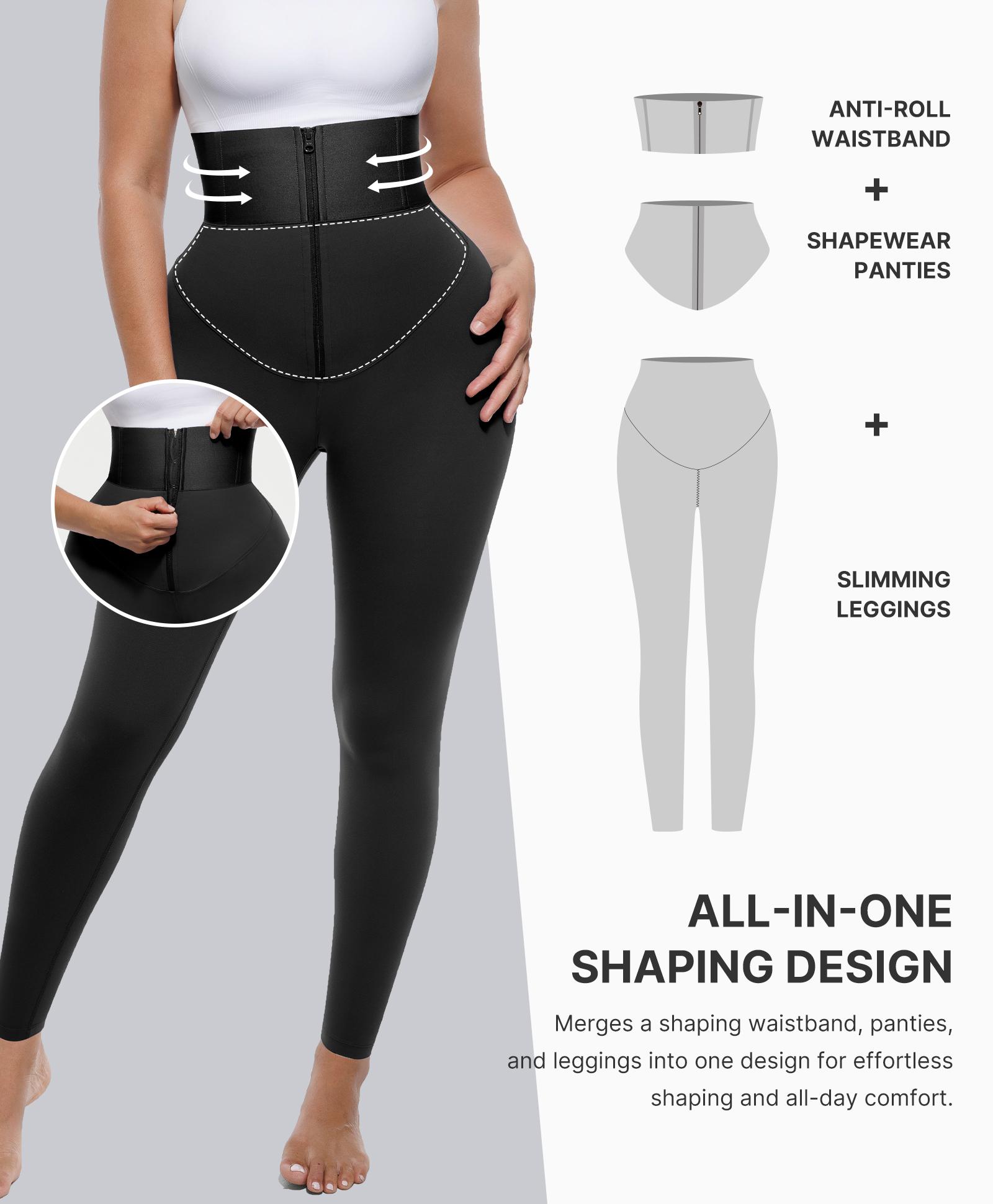 Shapellx AirSlim Zipper High-Rise Shaping Leggings Butt Lifting and Tummy Tightening Elastic Waistband Womenswear