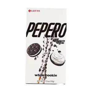 LOTTE Pepero White Chocolate Cookie Sticks 32g - Korean Snack, Crunchy Biscuit Treat