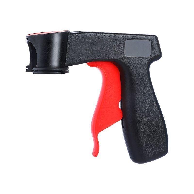 Black and red aerosol spray can trigger handle