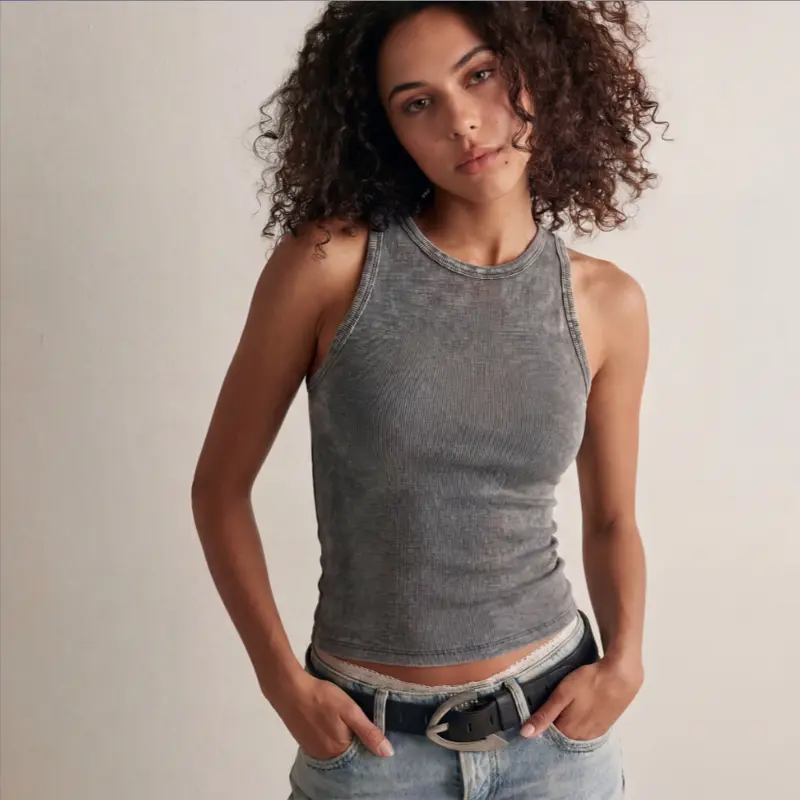 AUTOMET Women's Vintage Washed Sleeveless Basic Tank Top - Chic, Slim-Fitting, Comfortable Minimalist Style Top for Summer Casual Everyday Wear (Pairs with Jeans, Shorts), Vintage Clothing, Piece, Sleeveless Airflow, Vintage Washed Look