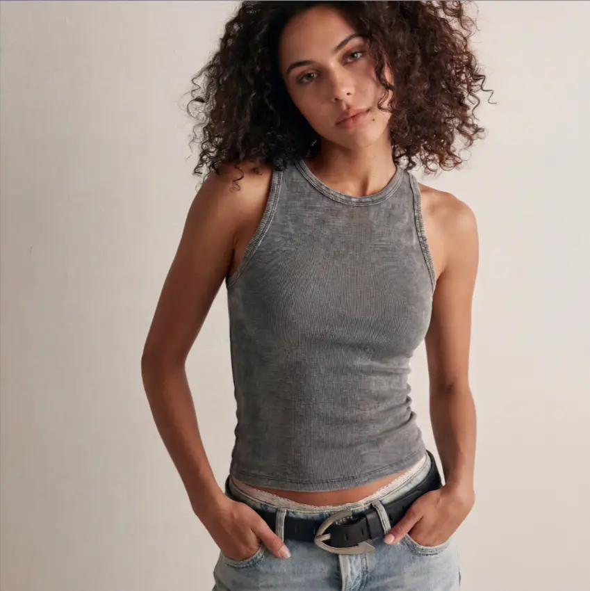 AUTOMET Women's Vintage Washed Sleeveless Basic Tank Top - Chic, Slim-Fitting, Comfortable Minimalist Style Top for Summer Casual Everyday Wear (Pairs with Jeans, Shorts), Vintage Clothing, Piece, Sleeveless Airflow, Vintage Washed Look