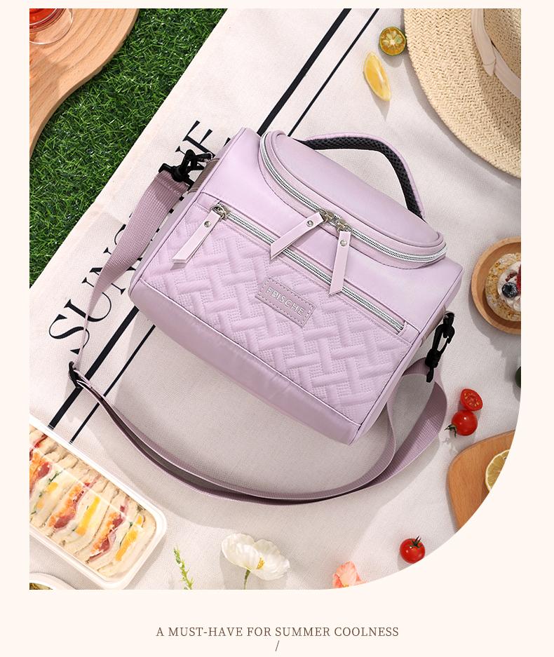 2.11gal Durable Oxford Cloth Lunch Bag, Aluminum Foil Insulated Lunch Bag with Zippered Compartments and Adjustable Shoulder Strap - Simple Everyday Use Bag