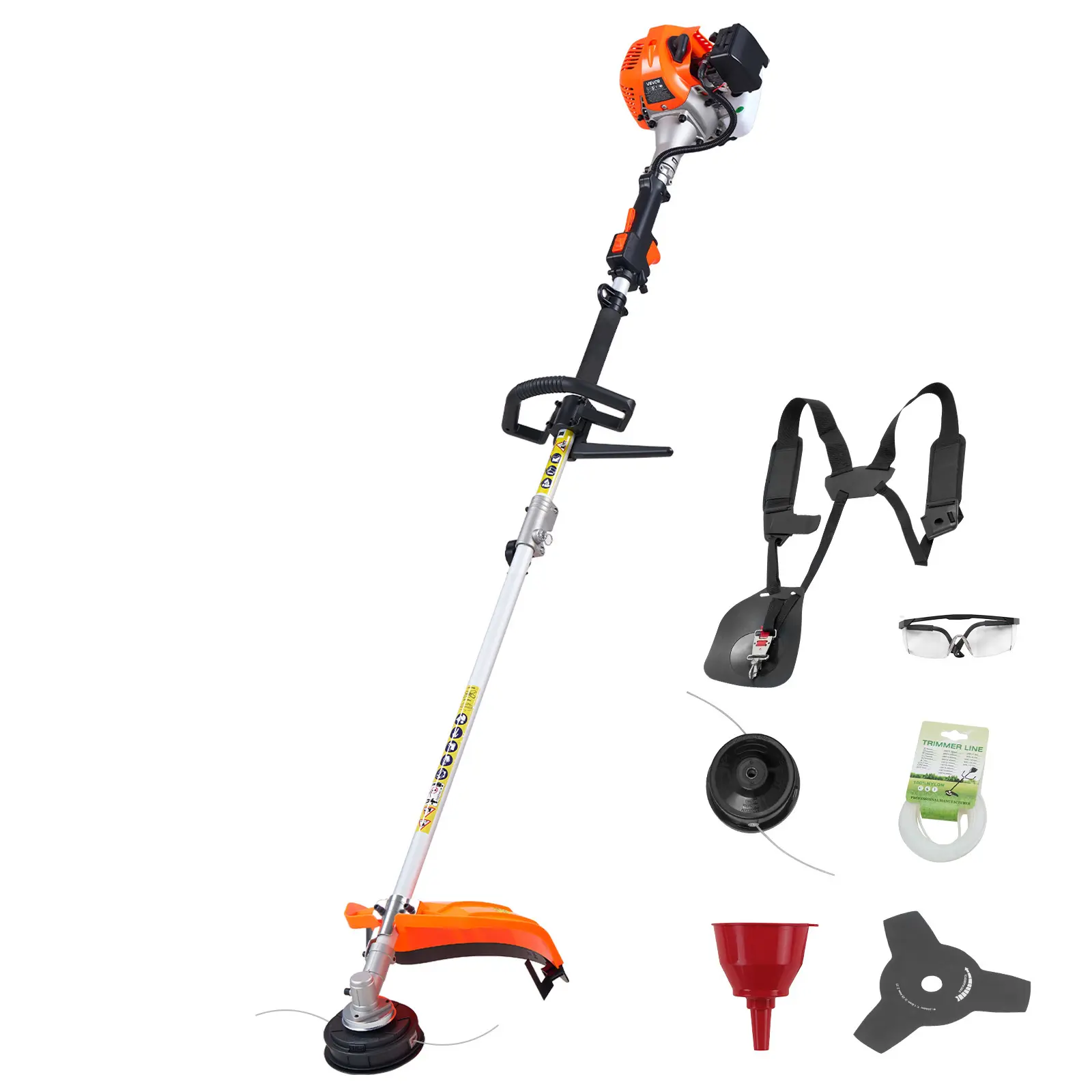 【summerfinds】VEVOR 26cc 2-in-1 Gas-Powered Grass Trimmer & Lawn Brush Cutter, 10" Cutting Width, 3T Blade, Shoulder Strap, Heavy-Duty 2-Stroke Tool for Fast Grass Maintenance (Father's Day Gift)