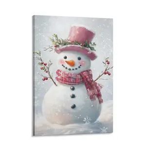 Snowman Christmas Wall Art Winter Holiday Canvas Print Xmas Picture Painting Gift Festive Home Decor